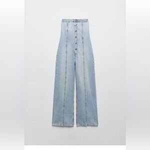 Zara Strapless Denim Jumpsuit
